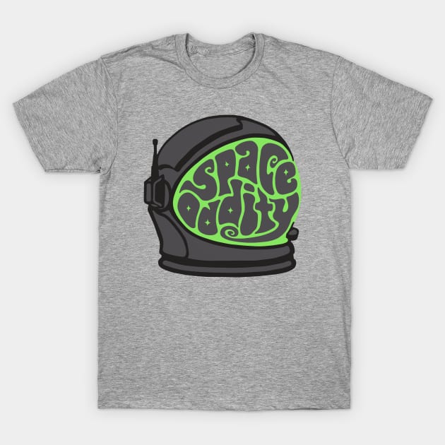 Space Oddity Astronaut Helmet Word Art T-Shirt by Slightly Unhinged